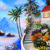 Картины и панно handmade. Livemaster - original item "Mediterranean: The house near the sea" Oil painting. Handmade.