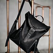 Рюкзак кожаный серый городской Zipper