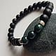 Men's Sea Wolf bracelet made of green Jasper and shungite. Bead bracelet. Exclusive hand painted. My Livemaster. Фото №6
