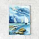 Watercolor Sea, Seagull, yachts, Pictures, Rostov-on-Don,  Фото №1