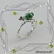 Tropicana-light ring 925 sterling silver, emerald crystal, Rings, St. Petersburg,  Фото №1