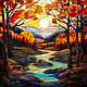 The Picture Golden Autumn. Landscape. stained glass. buy painting artist, Pictures, St. Petersburg,  Фото №1