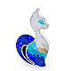 Brooch Cat. Unique brooch with turquoise, lapis lazuli and mother of pearl. Brooches. ARIEL - MOSAIC. My Livemaster. Фото №4