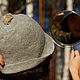 Crochet  Gray hat, golden rose brooch, cloche hat, women's hat. Hats1. Джемпера, шапки, палантины от 'Azhurles'. Online shopping on My Livemaster.  Фото №2