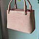 Сумка из персиково-розовой кожи крокодила. Классическая сумка. Chic bags. Ярмарка Мастеров.  Фото №7