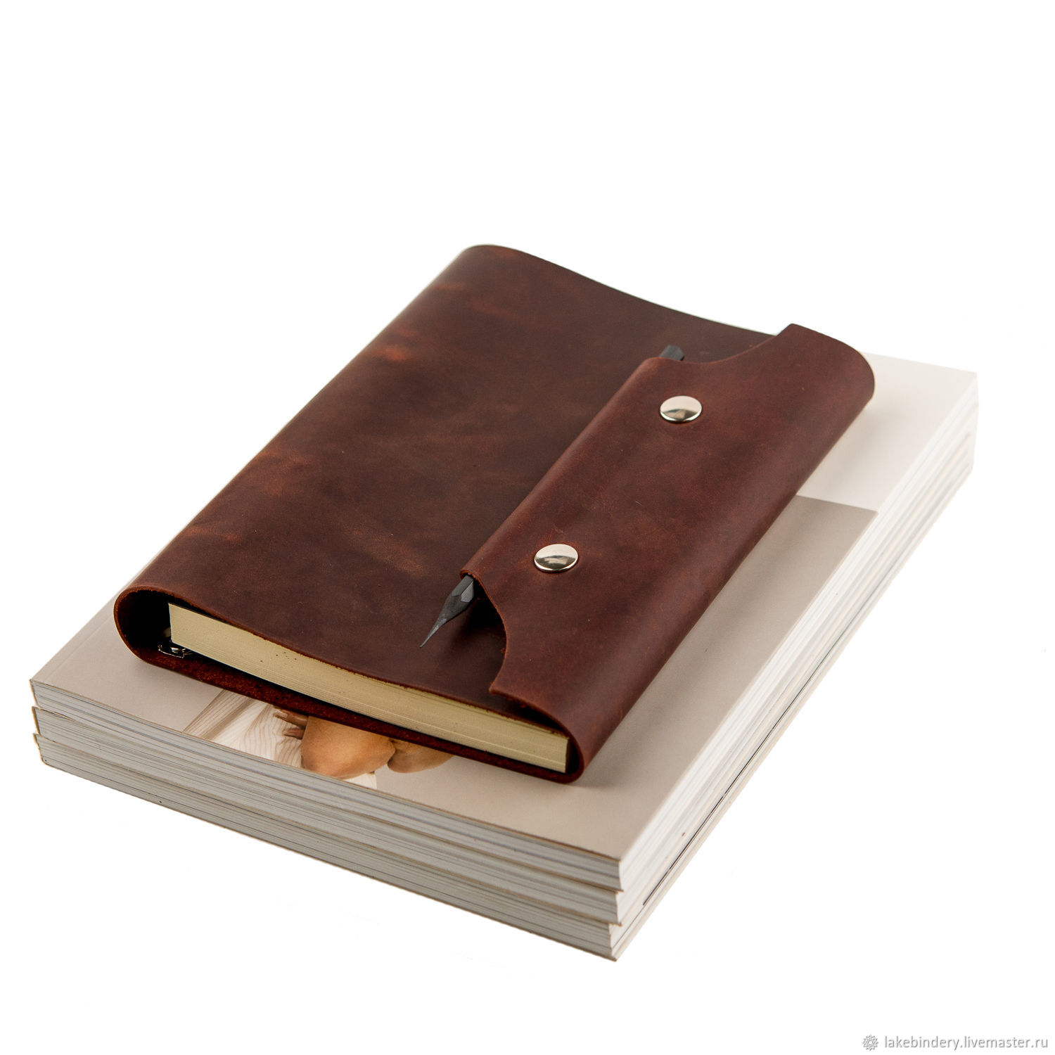 Leather notebook A5 on the rings, closing with a magnetic snap, Notebooks, Moscow,  Фото №1