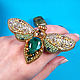 Brooch Moth Butterfly emerald gold made of beads. Brooches. Zveva. Online shopping on My Livemaster.  Фото №2