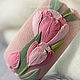 Flower bracelet Pink tulips polymer clay wide. Bead bracelet. AleksPolymer. Online shopping on My Livemaster.  Фото №2