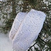 Аксессуары handmade. Livemaster - original item White mittens with beads, as a gift.. Handmade.