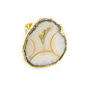 Украшения handmade. Livemaster - original item Ring with agate, large ring with white agate, ring with stone. Handmade.