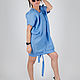 Blue summer linen dress, casual - DR0529LE, Dresses, Sofia,  Фото №1