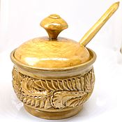 Посуда handmade. Livemaster - original item salt and pepper shakers: Large wooden salt cellar with lid and spoon. Handmade.