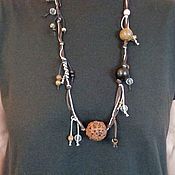 Украшения handmade. Livemaster - original item Boho necklace made of lace, Eben, Wenge, Rudraksha and crystal. Handmade.