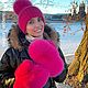 Вязаная шапка из ангоры с помпоном «Фуксия». Шапки. Татьяна Гогошидзе (tf_fur_workshop). Ярмарка Мастеров.  Фото №4