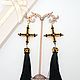 Earrings-brush: Golden cross. Tassel earrings. elena (luxus-stil). My Livemaster. Фото №4
