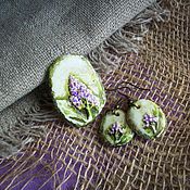 Украшения handmade. Livemaster - original item lilac. Brooch and earrings.A cast of a real sprig of lilac. Handmade.