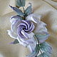 Pin brooch: silk flower rose-Madame violet brooch. Brooches. LIUDMILA SKRYDLOVA (flower glade). My Livemaster. Фото №5
