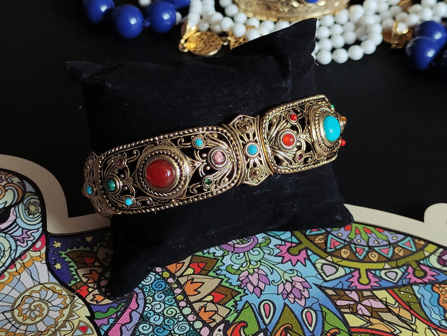 Винтаж: GRAZIANO Браслет с самоцветами купить в интернет-магазине Ярмарка Мастеров по цене 5100 ₽ – TFRE2RU, Браслеты винтажные, Брянск - доставка по России