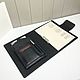 Black folder organizer made of genuine leather A4 format with clip, Desktop organizers, Armavir,  Фото №1