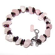 Украшения handmade. Livemaster - original item Bracelet natural stones rose quartz and garnet. Handmade.