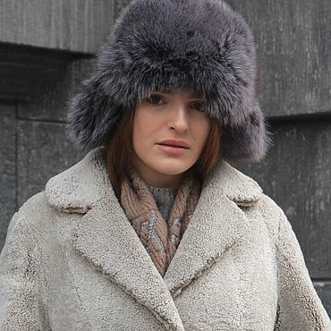 Аксессуары ручной работы. Ярмарка Мастеров - ручная работа Шапка-ушанка черного цвета из песца. Handmade.