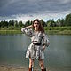 Платье женское льняное летнее "Луговые цветы" светлое. Платья. ●Zanka●авторская одежда и аксессуары. Ярмарка Мастеров.  Фото №5