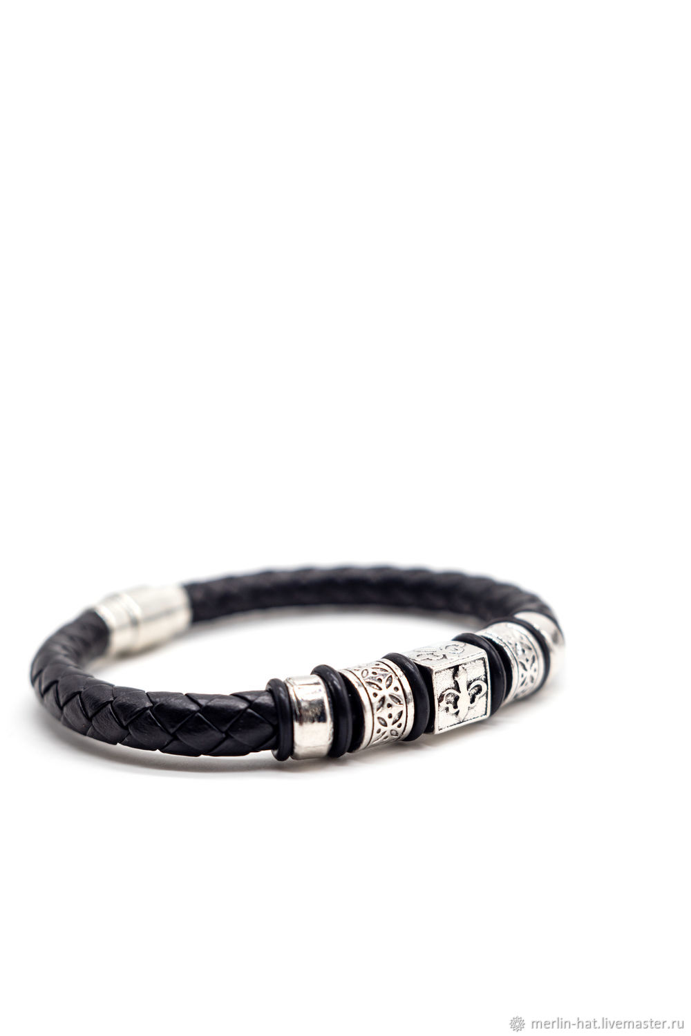 Men's braided leather bracelet 'Aristocrat', Braided bracelet, Tambov,  Фото №1