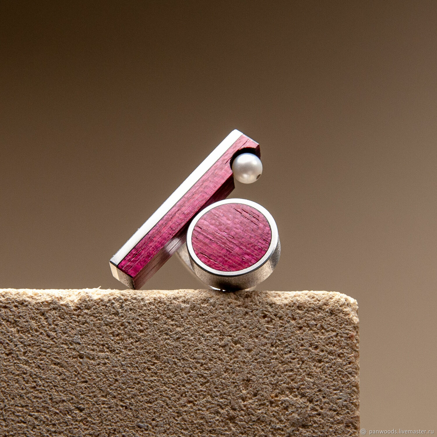Кольцо Balance с жемчугом| Розовое кольцо | дерево, жемчуг, алюминий, Кольца, Тверь,  Фото №1