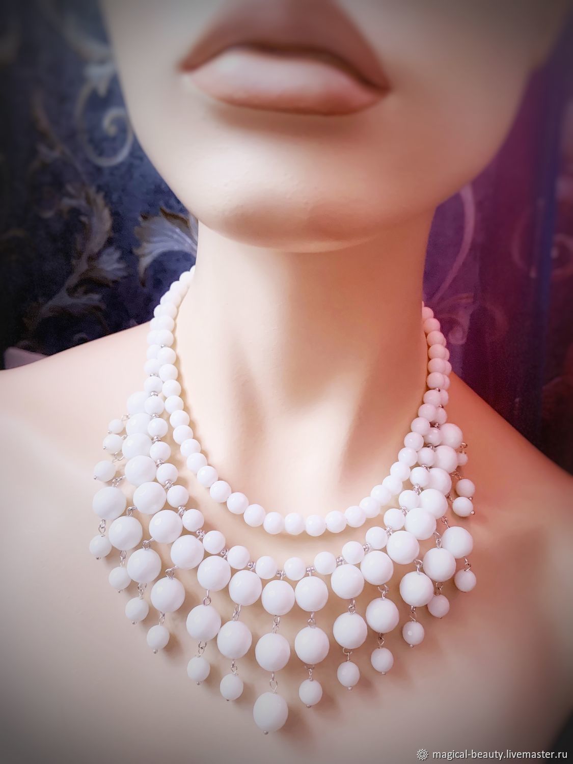Necklace white agate 'White nights', Necklace, Moscow,  Фото №1
