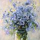 Oil painting of forget-me-not impressionism. Pictures. Ирина Димчева. Online shopping on My Livemaster.  Фото №2