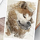Акита Ину рисунок акварельная иллюстрация собаки постер, Плакаты и постеры, Москва,  Фото №1