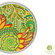 `Пока цветет папоротник` тарелка керамическая декоративная настенная с папоротником (ручная точечная и витражная роспись)