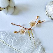 Шпильки в прическу для Невесты Белые Орхидеи (цена за пару)