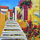  Желтые стены городской средиземноморский пейзаж маслом. Картины. Mint Crafts. Интернет-магазин Ярмарка Мастеров.  Фото №2