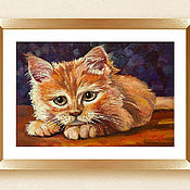 Картины и панно handmade. Livemaster - original item Painting with a red cat 