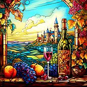 Картины и панно handmade. Livemaster - original item Painting stained glass Still life with fruit and wine. buy painting artist. Handmade.