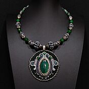Украшения handmade. Livemaster - original item Necklace with soutache pendant and braided beads. Handmade.