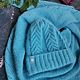 Set of hat-bactus 'Blizzard' knitted, emerald, Caps, Chelyabinsk,  Фото №1