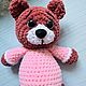 Мишка в розовой пижамке. Амигуруми куклы и игрушки. Oksana owl. Интернет-магазин Ярмарка Мастеров.  Фото №2