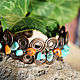 Copper bracelet with howlite and coral, Bead bracelet, Chelyabinsk,  Фото №1
