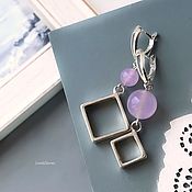 Украшения handmade. Livemaster - original item Asymmetric earrings with diamonds and violet quartz locks silver. Handmade.