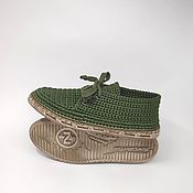 Обувь ручной работы handmade. Livemaster - original item Knitted boots, green cotton. Handmade.