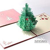 Открытки handmade. Livemaster - original item 3D postcard Christmas tree 