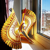 Русский сувенир  птица счастья "Золотая Хохлома 3"