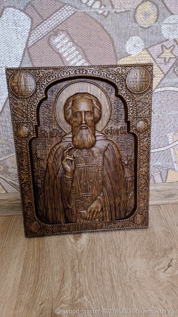 Икона Сергей Радонежский - резная из массива дуба в интернет-магазине ...