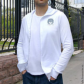 Мужская одежда handmade. Livemaster - original item Men`s summer sweatshirt, White hoodie with zipper.. Handmade.