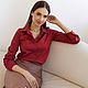 Блузка из хлопка красная Терракота блузка офис бордовая прямая деловая, Блузки, Новосибирск,  Фото №1
