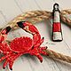 Брошь вышитая гладью Морской краб. Брошь-булавка. Творческая мастерская Марго. Ярмарка Мастеров.  Фото №6