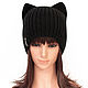 Hat with ears Cat black, elastic band knitted. Caps. Space Cat Knitting. Online shopping on My Livemaster.  Фото №2