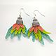Серьги вязаные "Parrot wings". Серьги классические. Bijutoys. Интернет-магазин Ярмарка Мастеров.  Фото №2